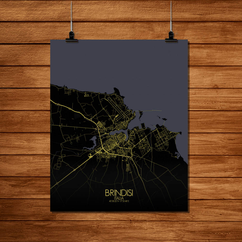 Mapospheres Brindisi Night Design full page design poster city map