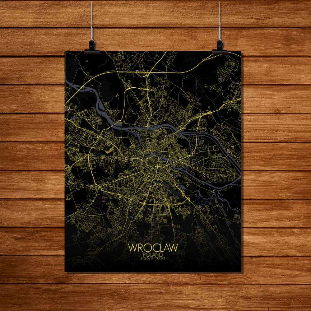Mapospheres Wroclaw Night Design full page design poster city map