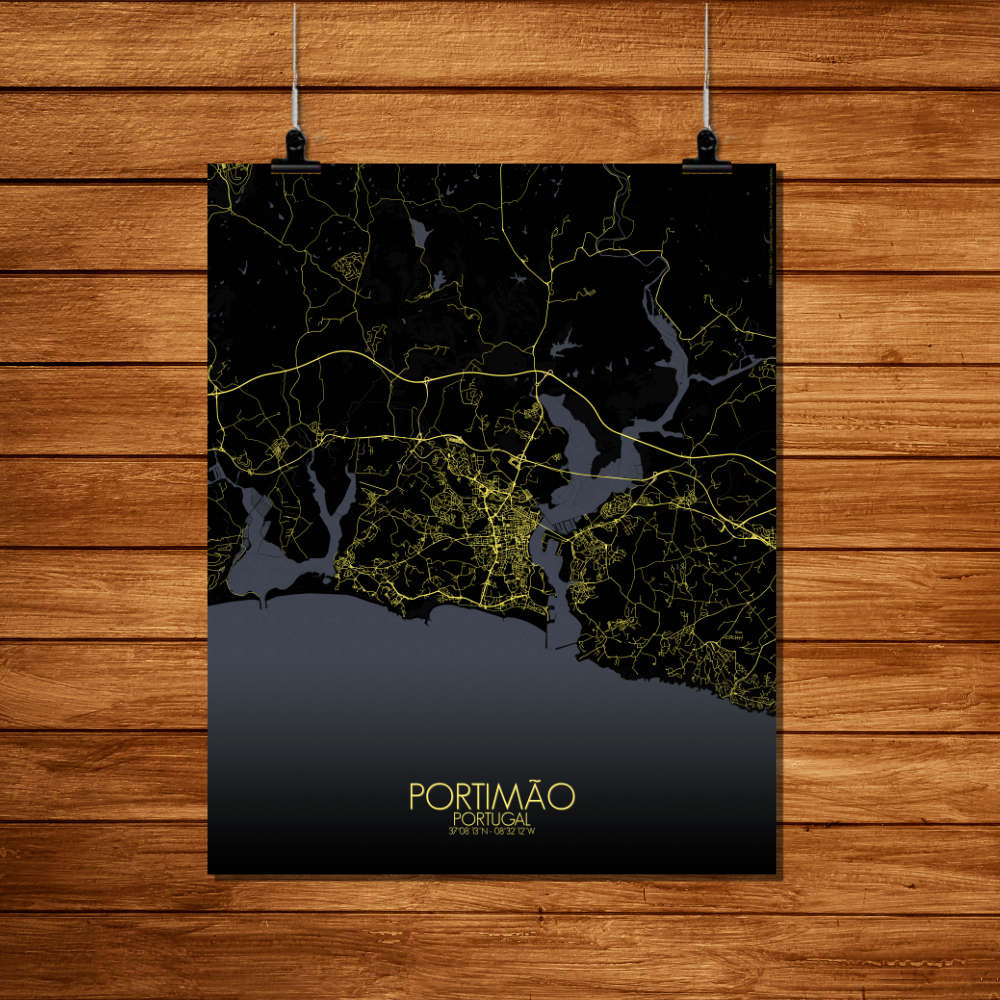 Mapospheres Portimao Night Design full page design poster city map