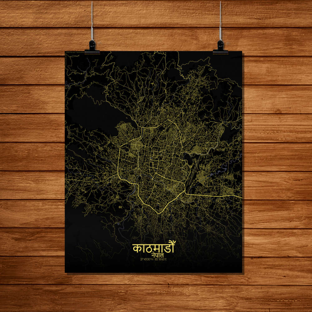 Mapospheres Kathmandu Night Design full page design poster affiche city map