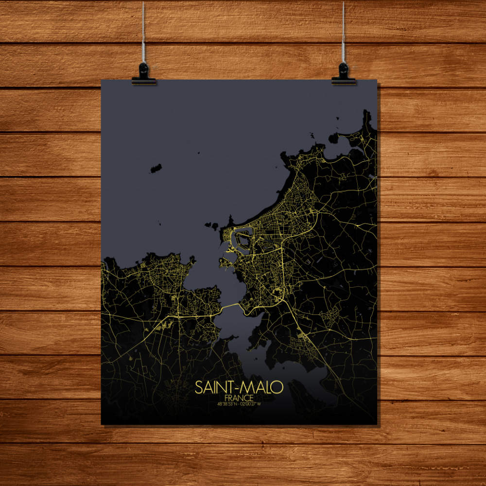 Mapospheres Saint Malo Night Design full page design poster city map
