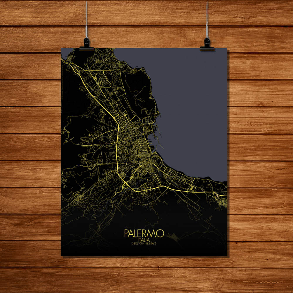 Mapospheres Palermo Night Design full page design poster city map