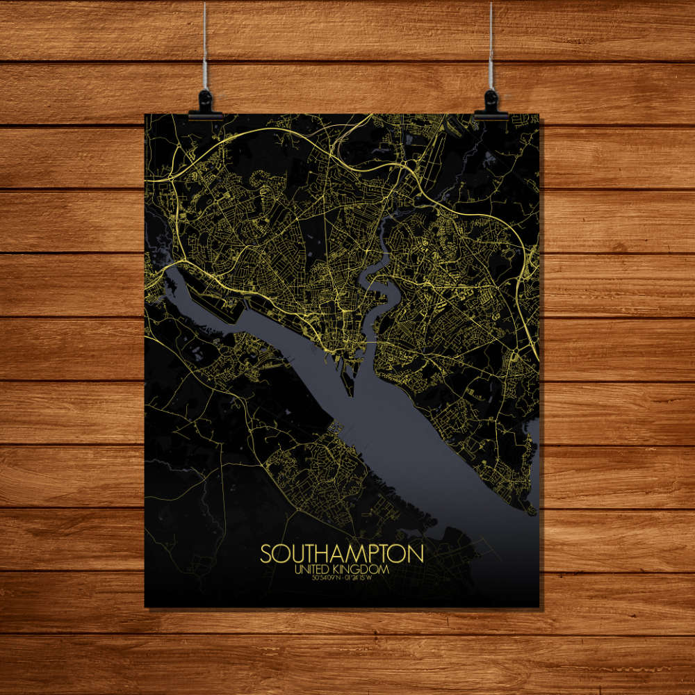 Mapospheres Southampton Night Design full page design poster city map