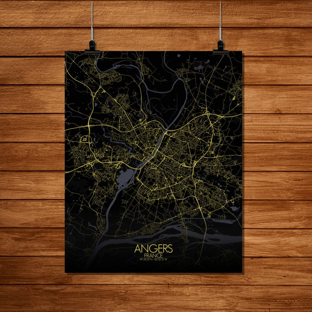 Mapospheres angers Night Design full page design poster city map