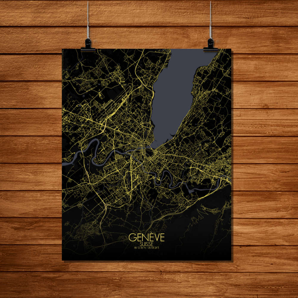 Mapospheres Geneva Night Design full page design poster city map