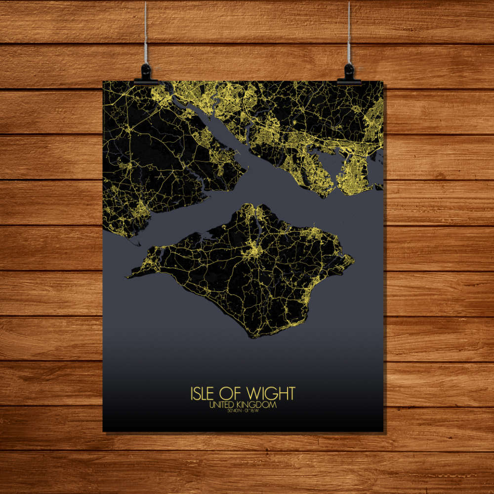 Mapospheres Isle of Wight Night Design full page design poster affiche city map
