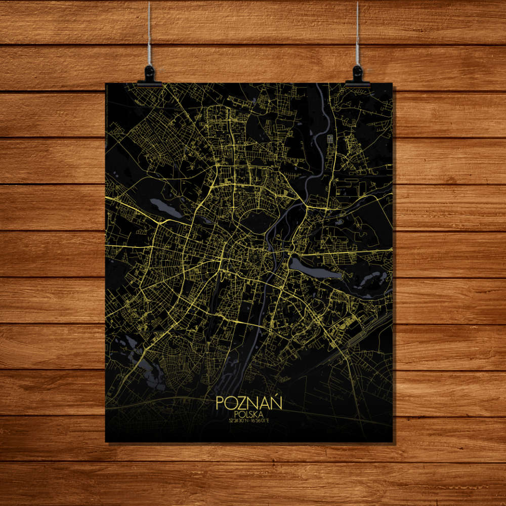 Mapospheres Poznan Night Design full page design poster city map