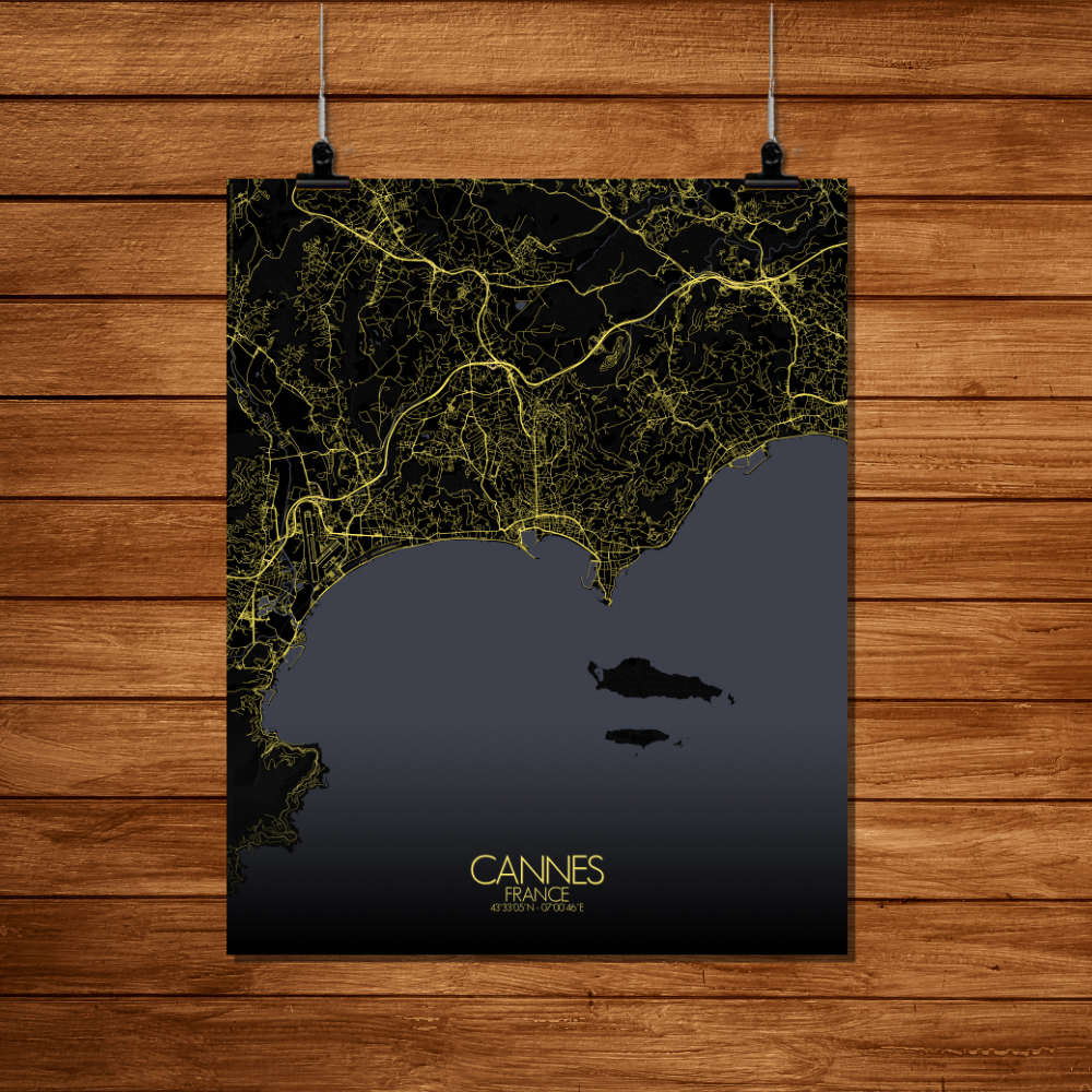 Mapospheres Cannes Night Design full page design poster city map