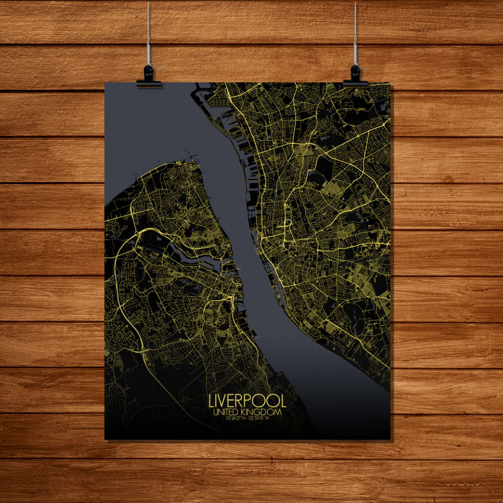Mapospheres Liverpool Night Design full page design poster city map