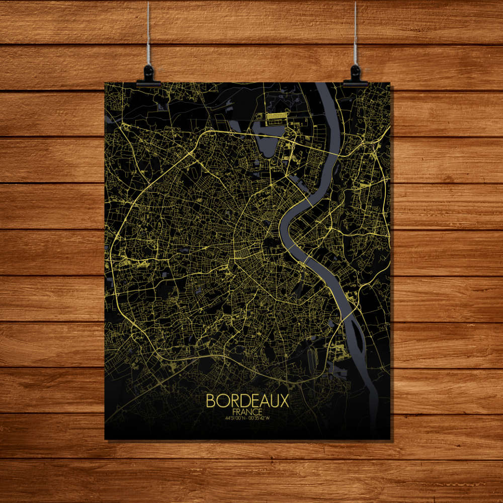 Mapospheres Bordeaux Night Design full page design poster city map