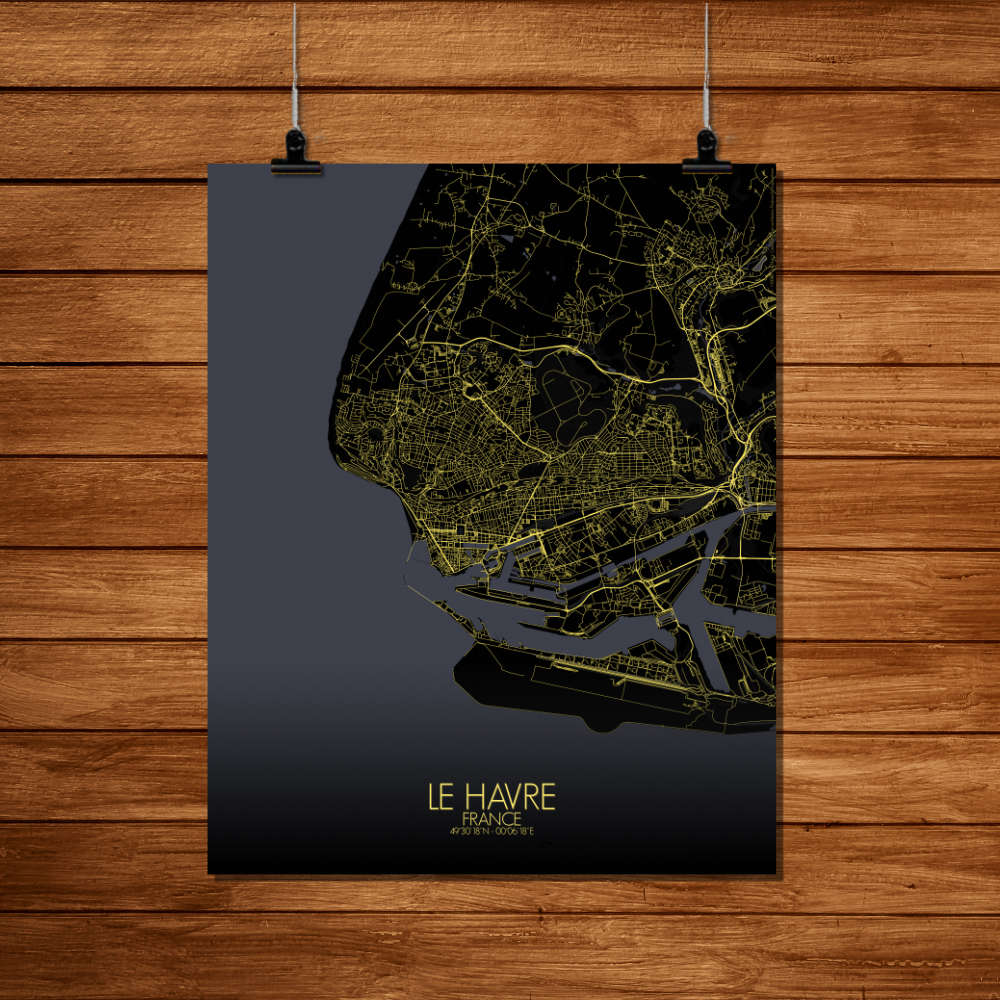Mapospheres Le Havre Night Design full page design poster city map