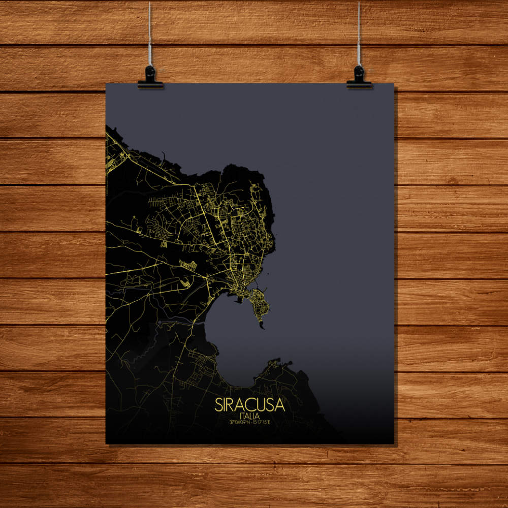 Mapospheres Syracuse Night Design full page design poster affiche city map