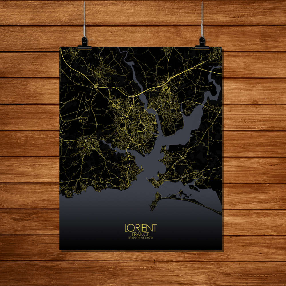 Mapospheres Lorient Night Design full page design poster city map