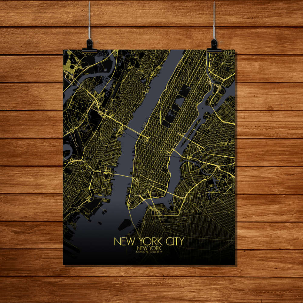 Mapospheres New York Night Design full page design poster affiche city map