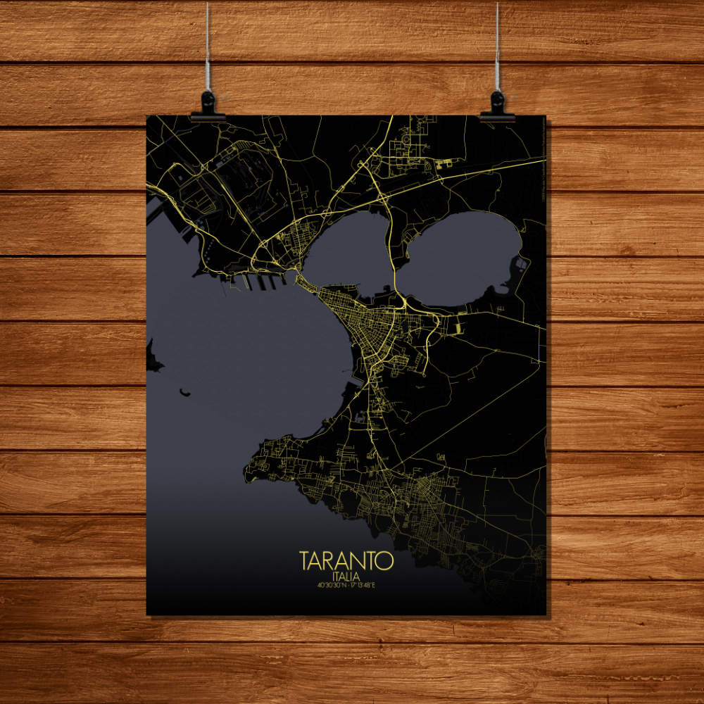 Mapospheres Taranto Night Design full page design poster city map