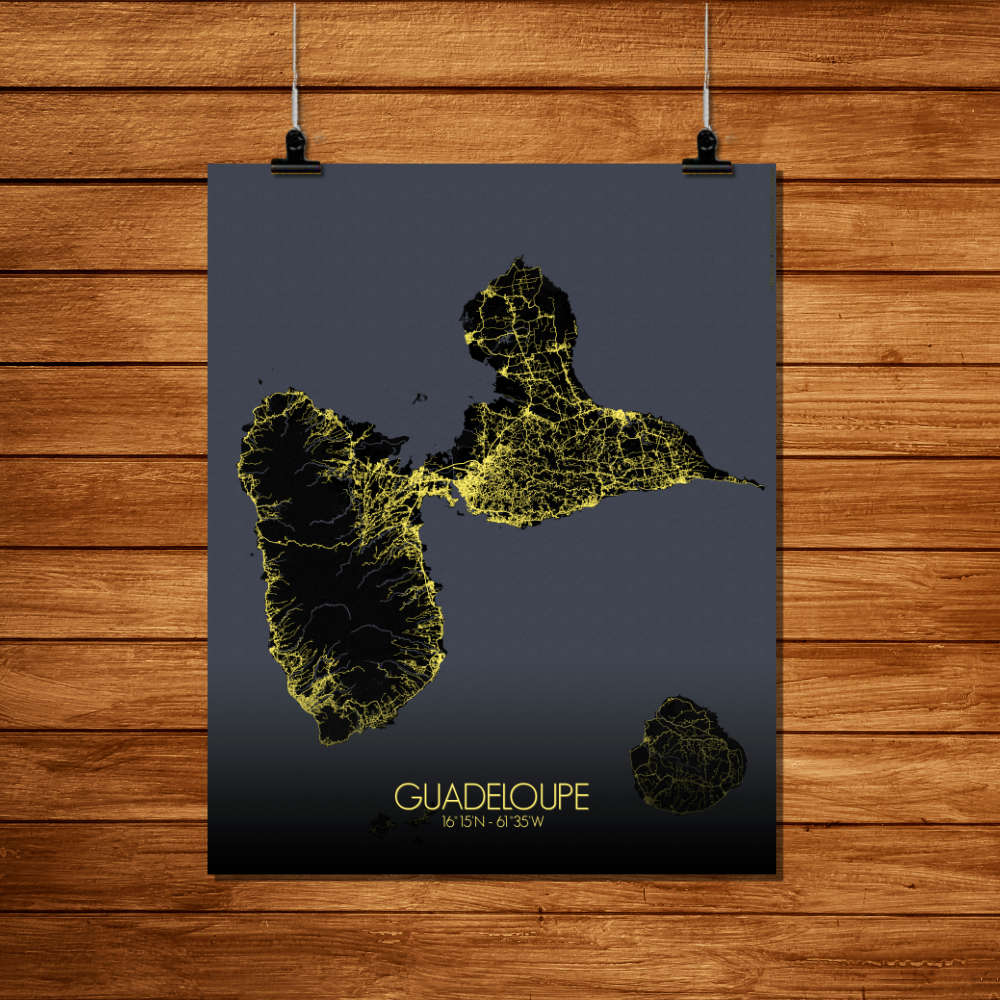 Mapospheres Guadeloupe Night Design full page design poster city map