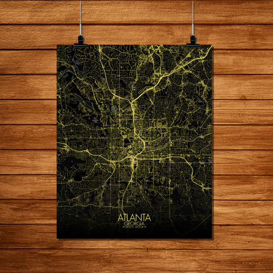 Mapospheres Atlanta Georgia Night Design full page design poster city map
