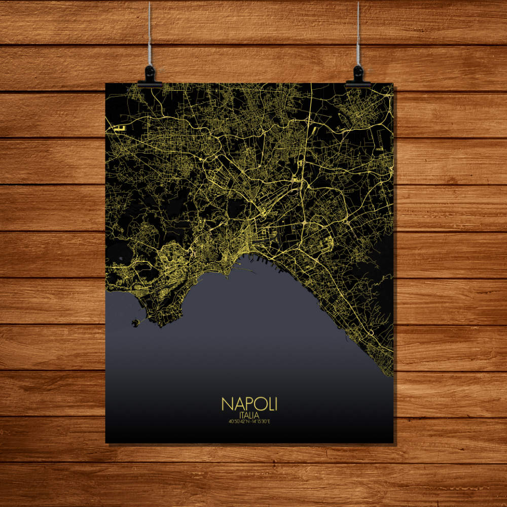 Mapospheres Naples Night Design full page design poster affiche city map