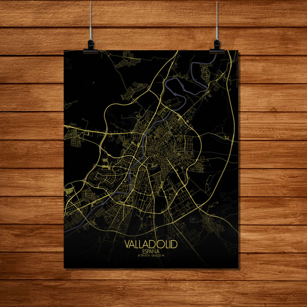 Mapospheres Valladolid Night Design full page design poster affiche city map