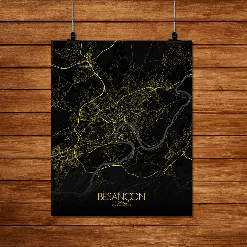 Mapospheres Besancon Night Design full page design poster city map