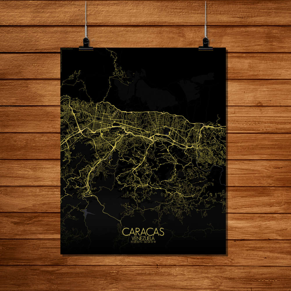 Mapospheres Caracas Night Design full page design poster city map