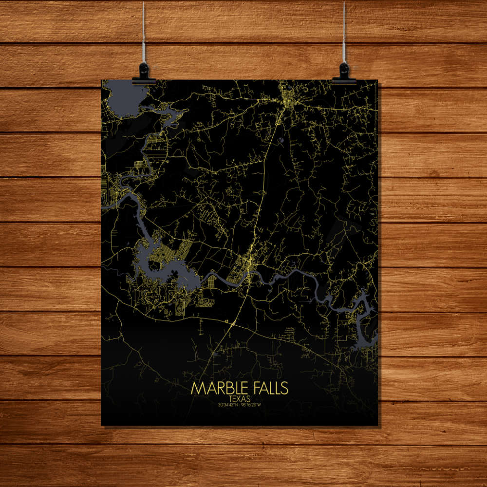 Mapospheres Marble Falls Night Design full page design poster city map