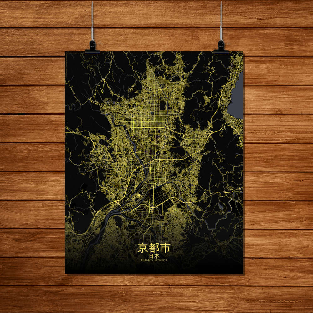 Mapospheres Kyoto Night Design full page design poster city map
