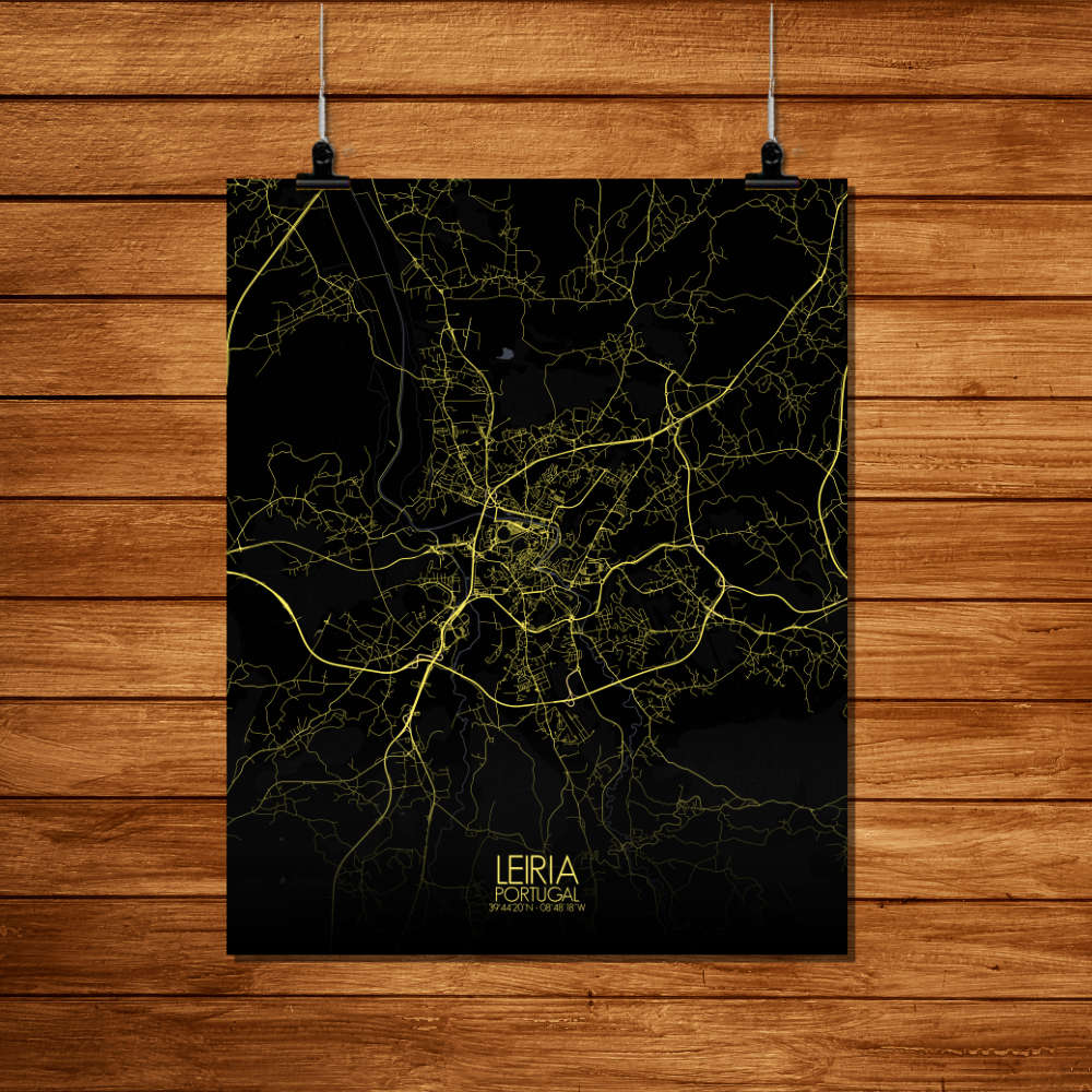 Mapospheres Leiria Night Design full page design poster city map