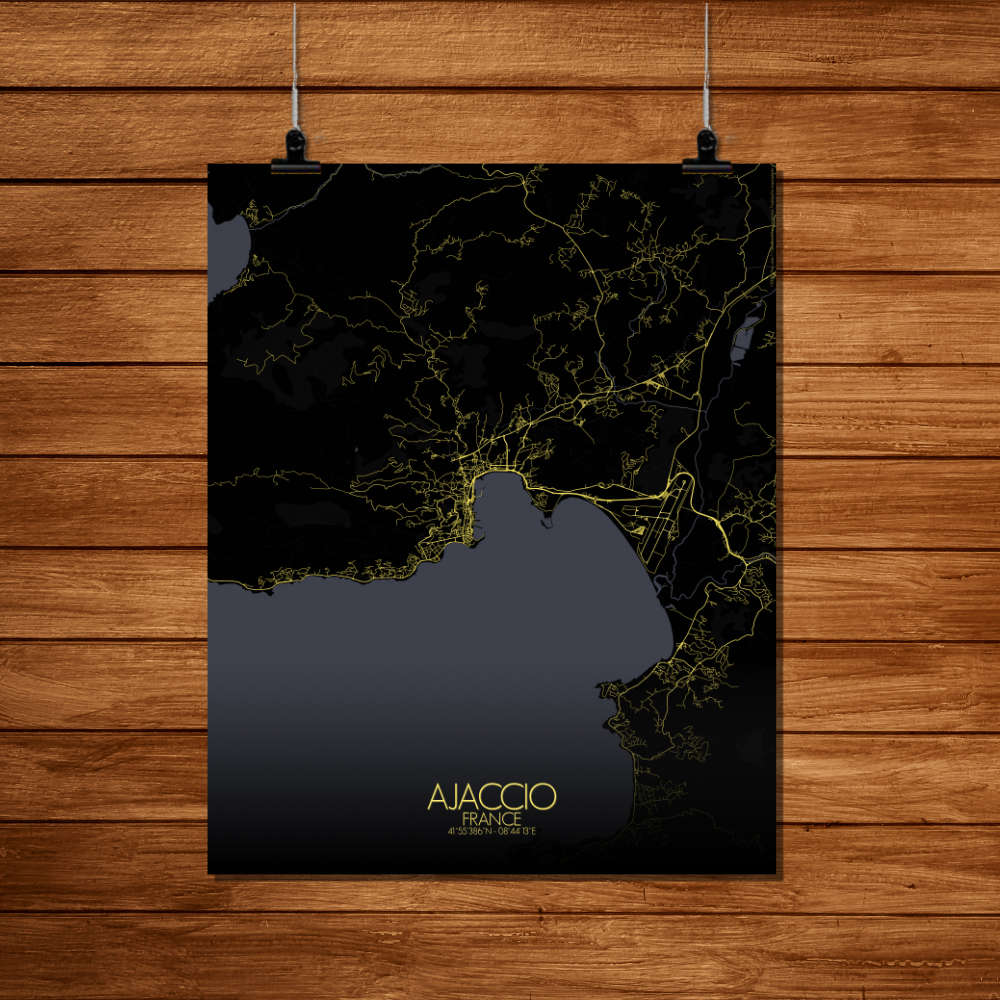 Mapospheres Ajaccio Night Design full page design poster city map