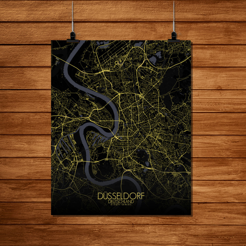 Mapospheres Dusseldorf Night Design full page design poster city map