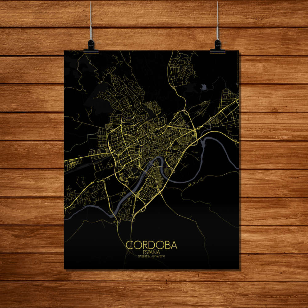 Mapospheres Cordoba Night Design full page design poster affiche city map