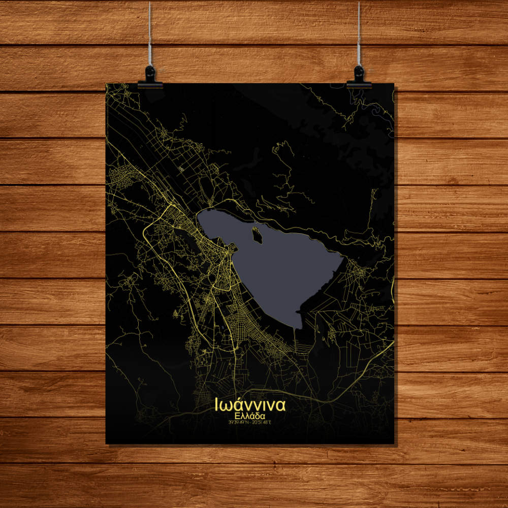 Mapospheres Ioannina Night Design full page design poster city map
