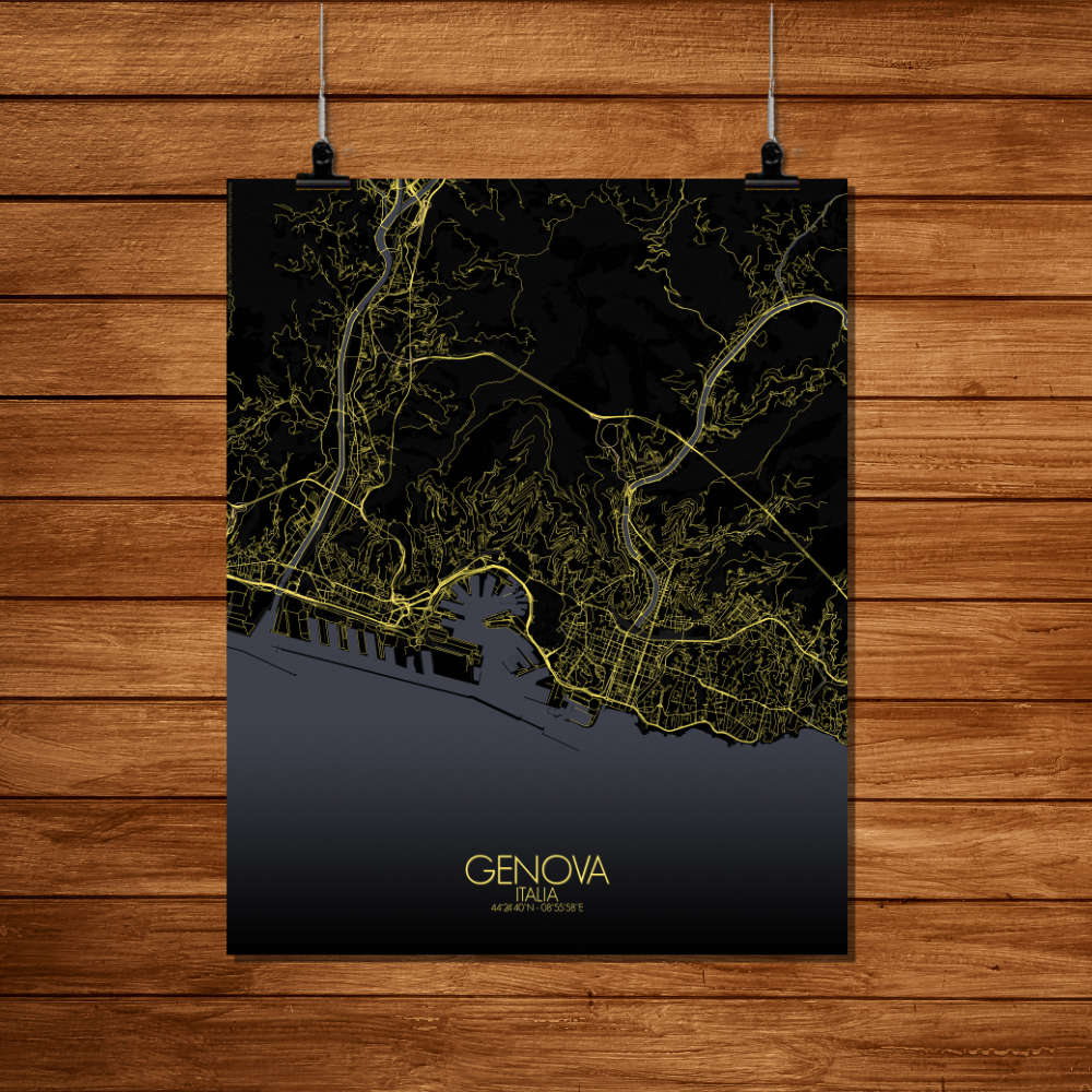 Mapospheres Genoa Night Design full page design poster city map