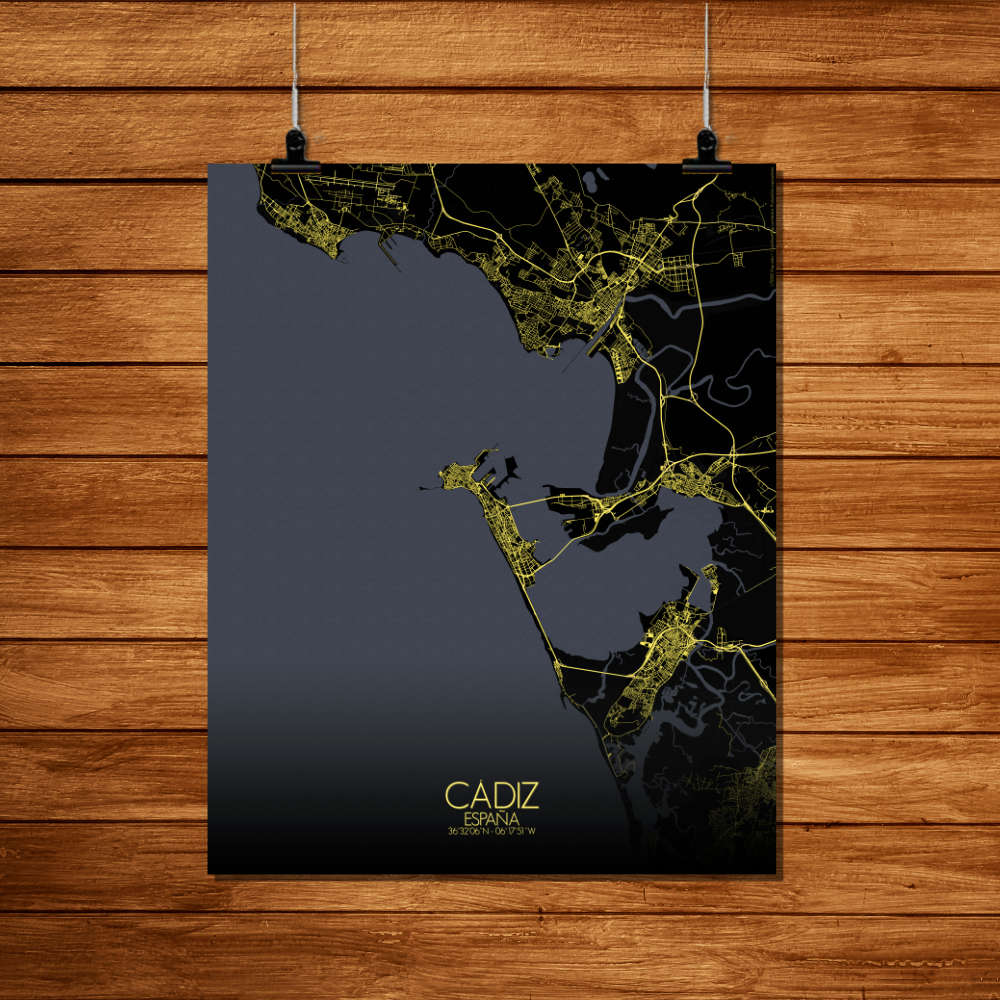 Mapospheres Cadiz Night Design full page design poster city map
