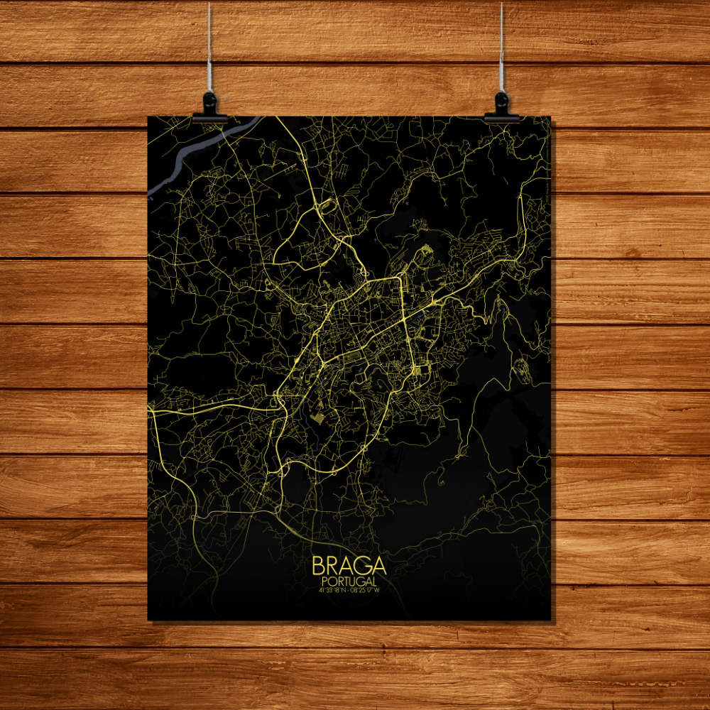 Mapospheres Braga Night Design full page design poster city map