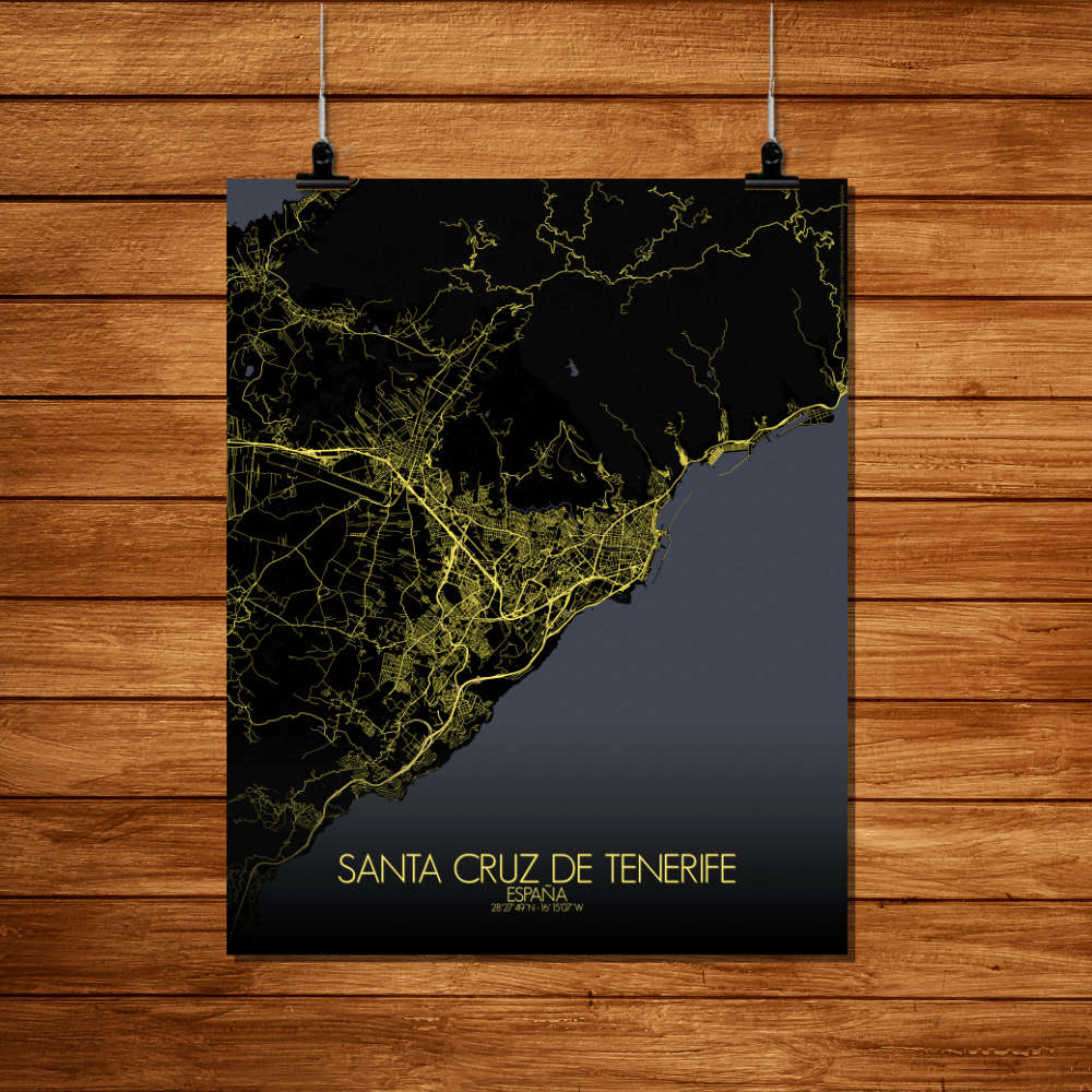 Mapospheres Santa Cruz de Tenerife Night Full page design poster affiche city map