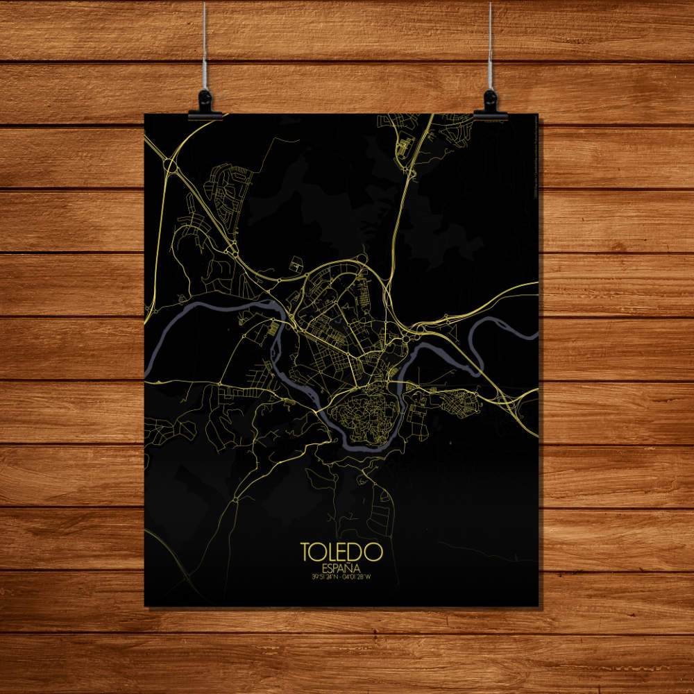 Mapospheres Toledo Night Design full page design poster city map