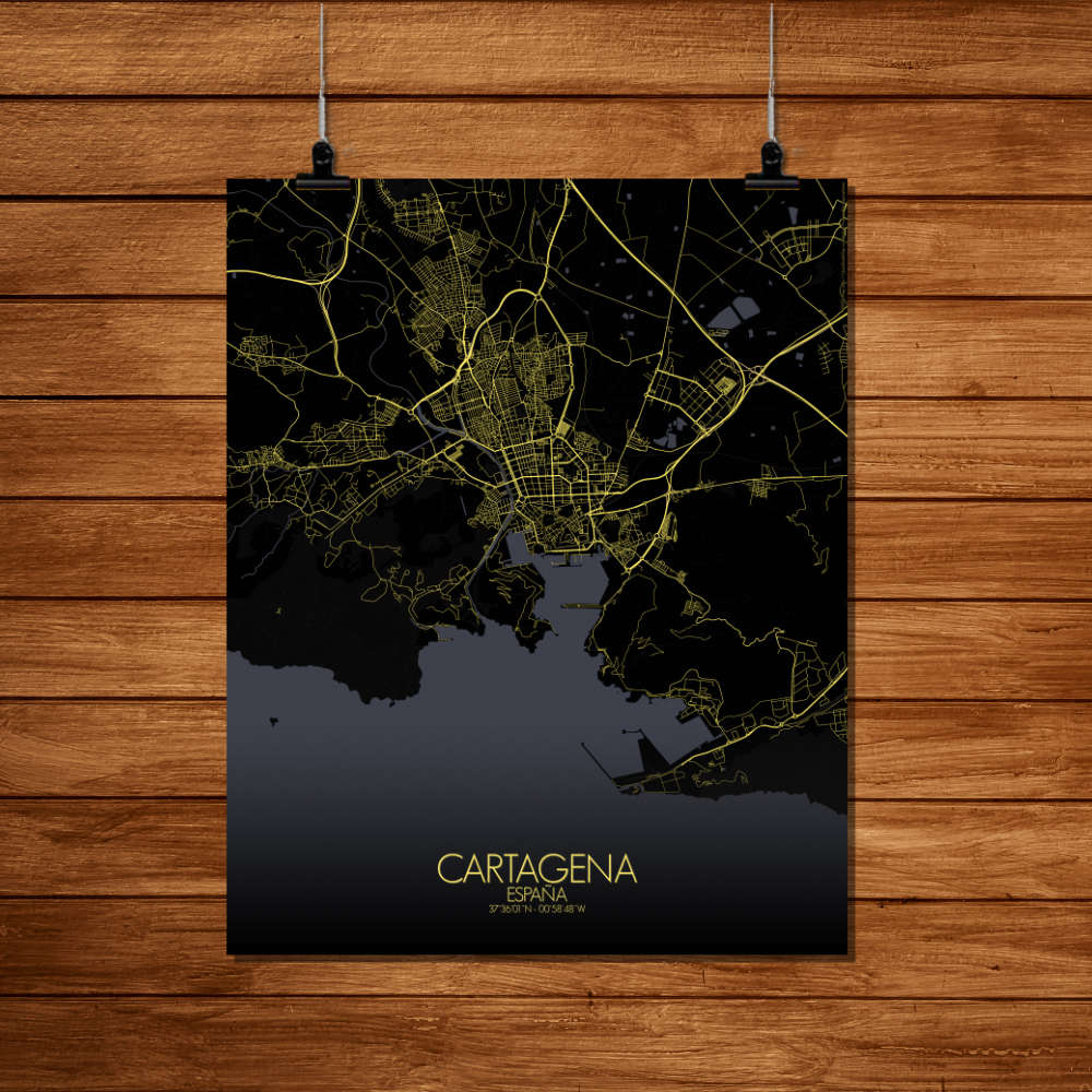 Mapospheres Cartagena Night Design full page design poster affiche city map