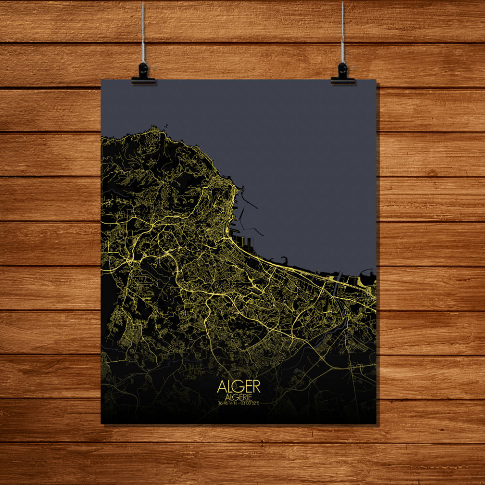 Mapospheres Algiers Night full page design canvas city map