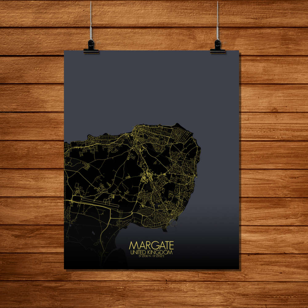 Mapospheres Margate Night Design full page design poster affiche city map