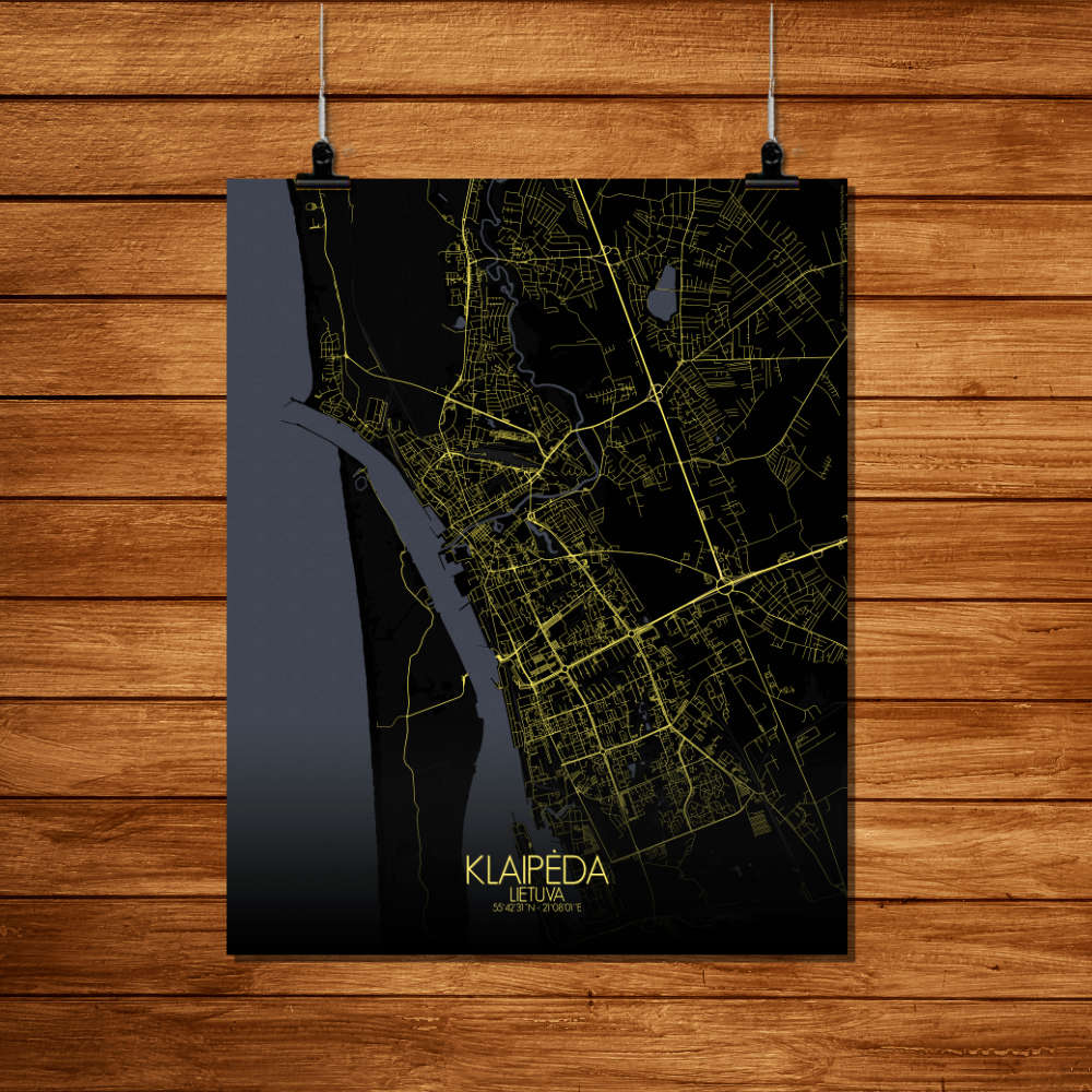 Mapospheres Klaipeda Night Design full page design poster city map