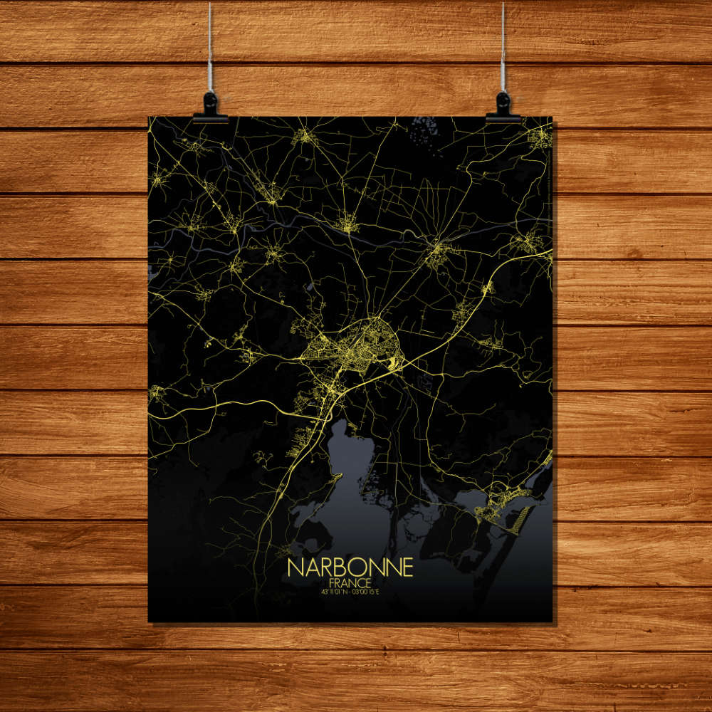 Mapospheres Narbonne Night Design full page design poster city map
