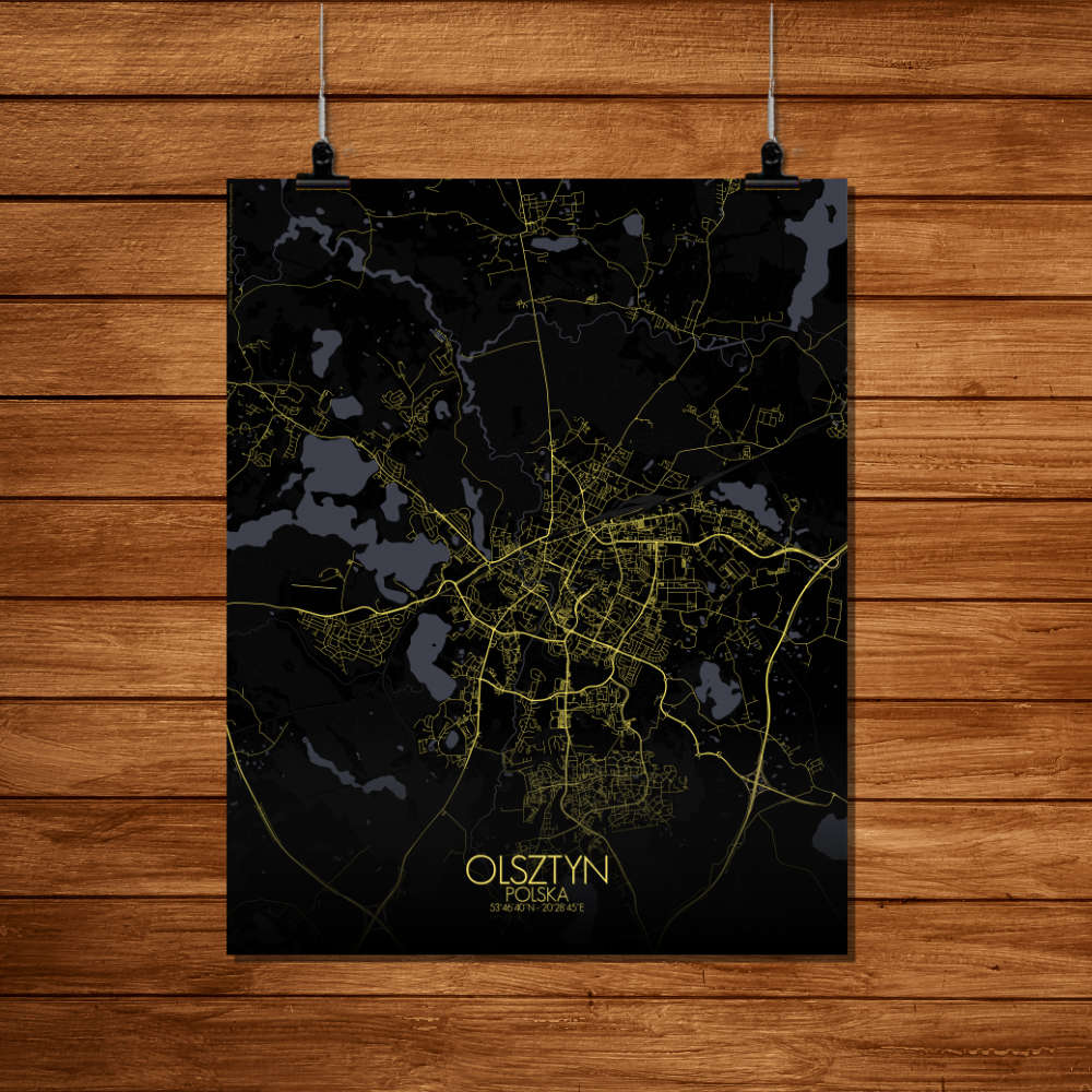 Mapospheres Olsztyn Night Design full page design poster city map