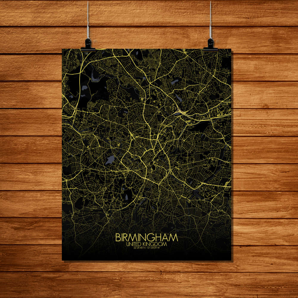 Mapospheres Birmingham Night Design full page design poster city map