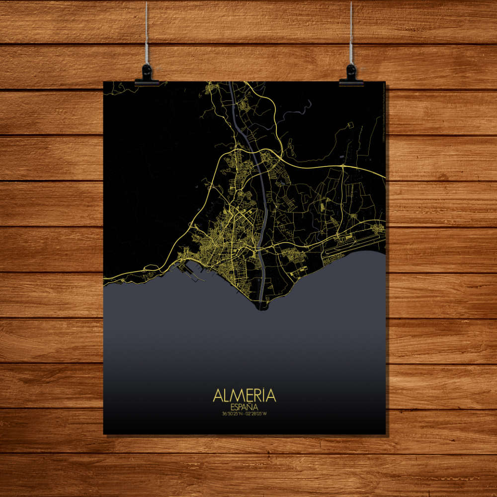 Mapospheres Almeria Night Design full page design poster affiche city map