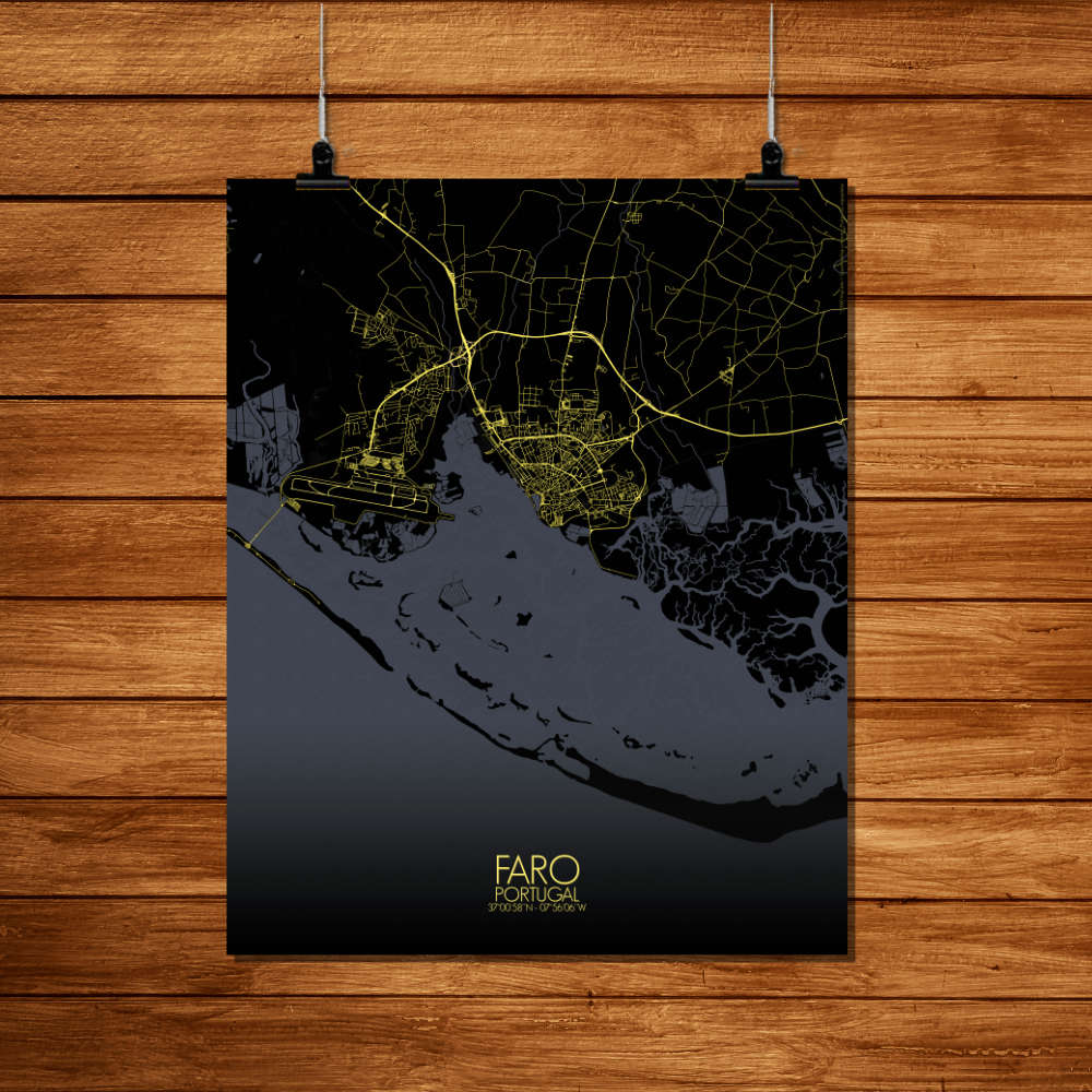 Mapospheres Faro Night Design full page design poster city map