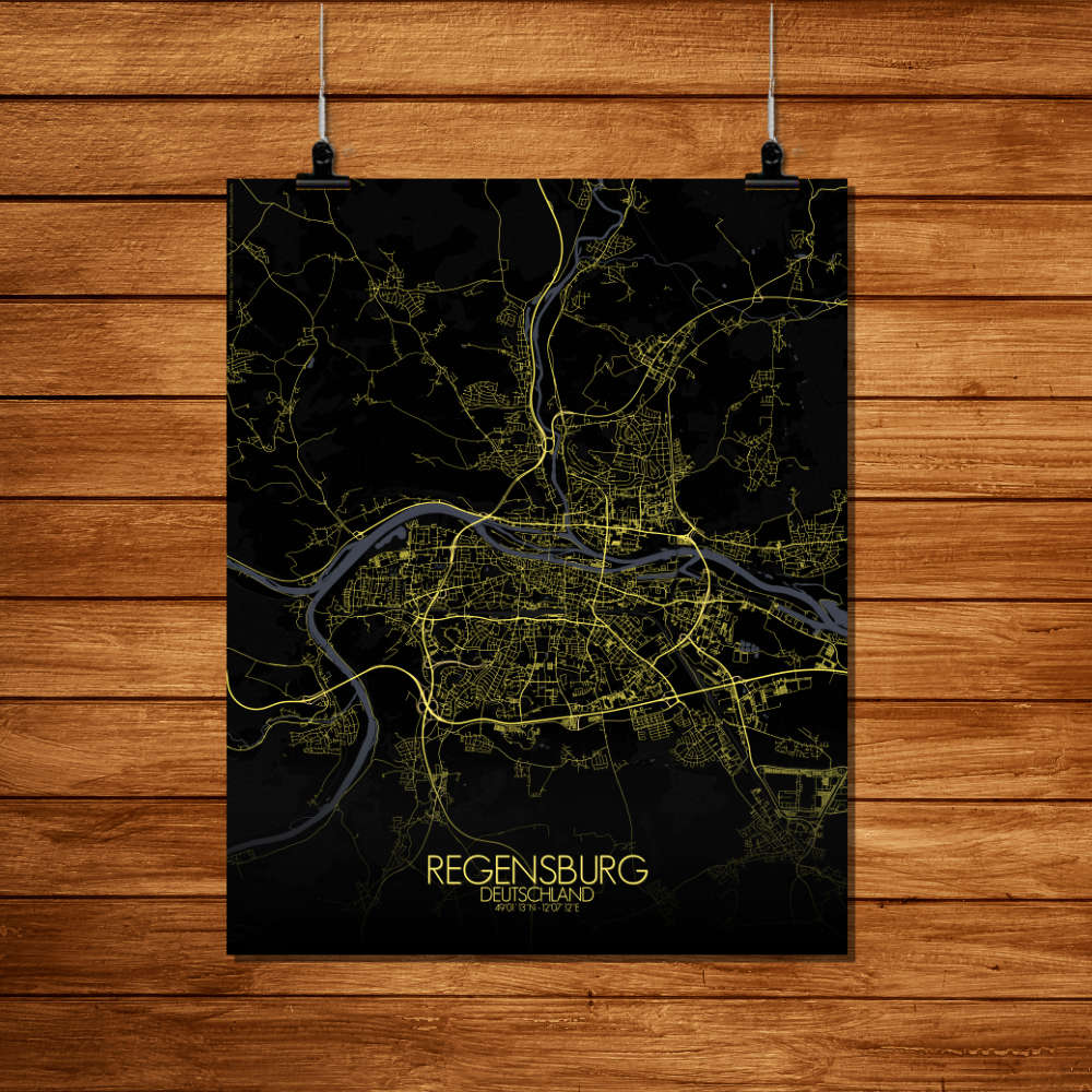 Mapospheres Regensburg Night Design full page design poster city map