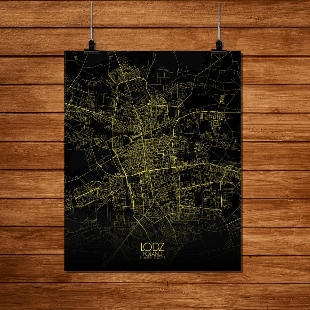 Mapospheres Lodz Night Design full page design poster city map