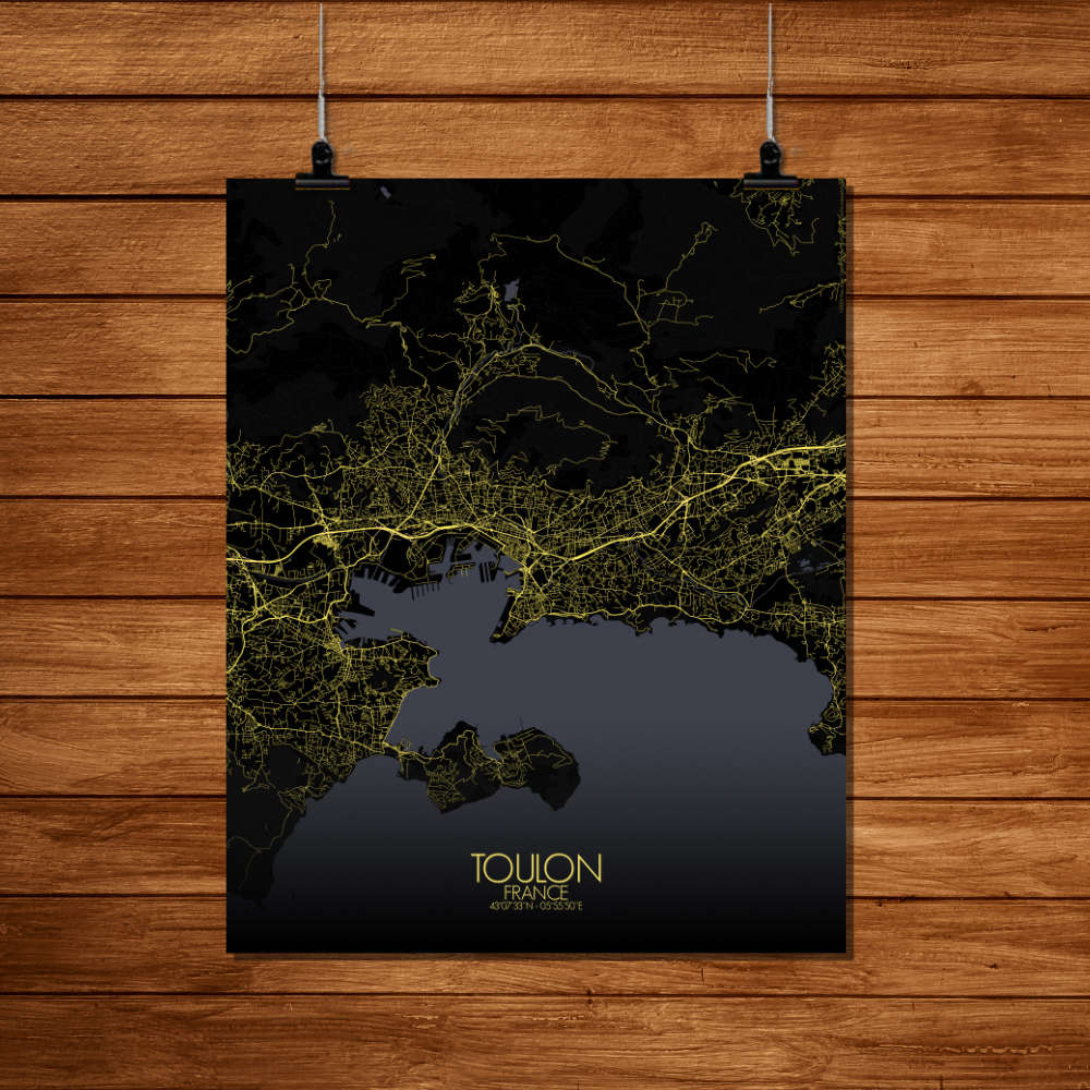 Mapospheres Toulon Night Design full page design poster city map