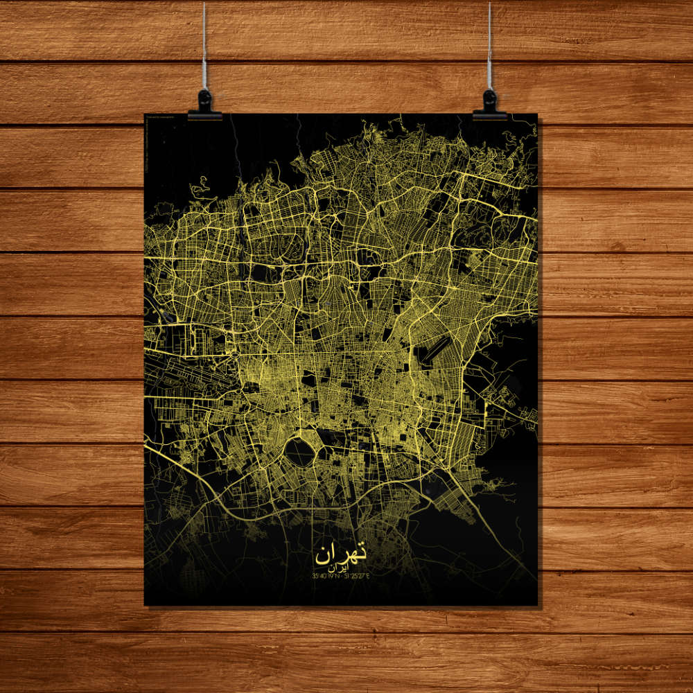 Mapospheres Tehran Night Design full page design poster city map